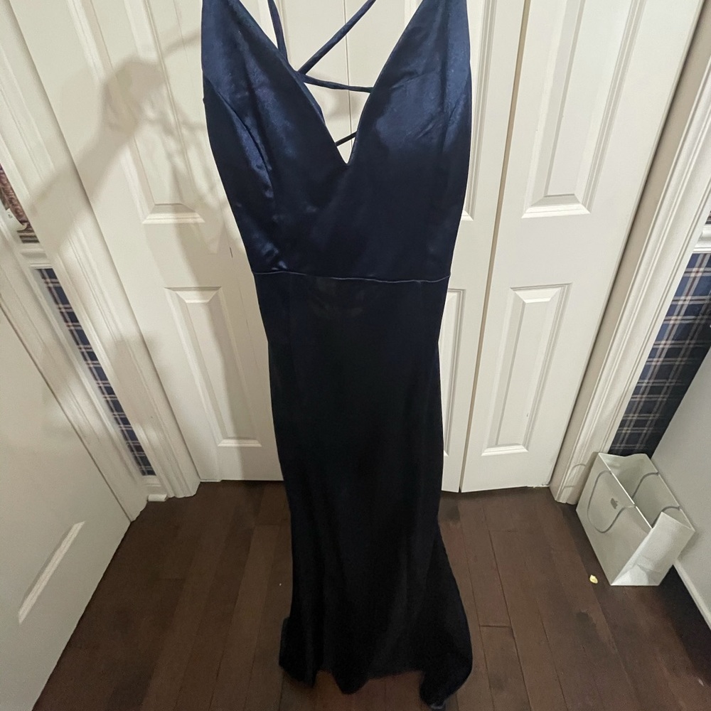 Dark blue, satin formal dress